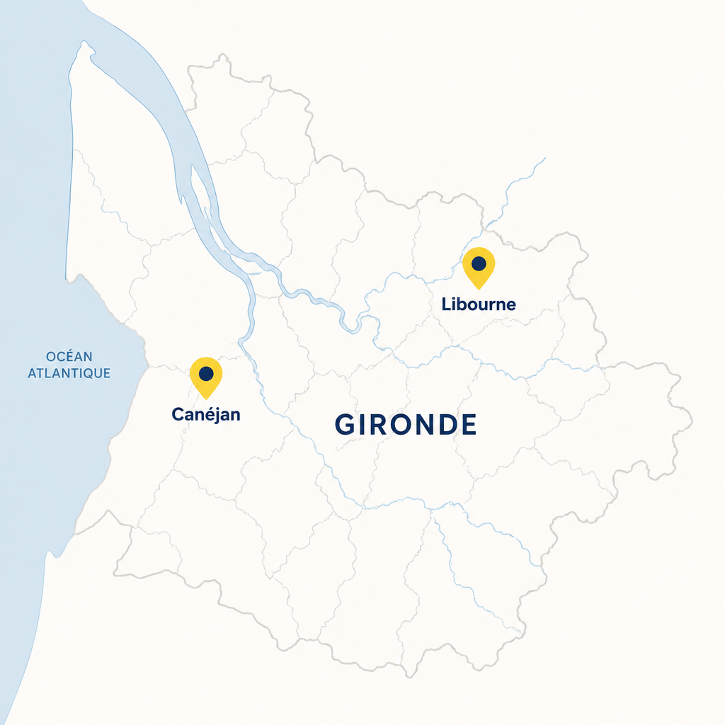 Carte d’intervention de 3CH Énergies à Libourne et Canéjan